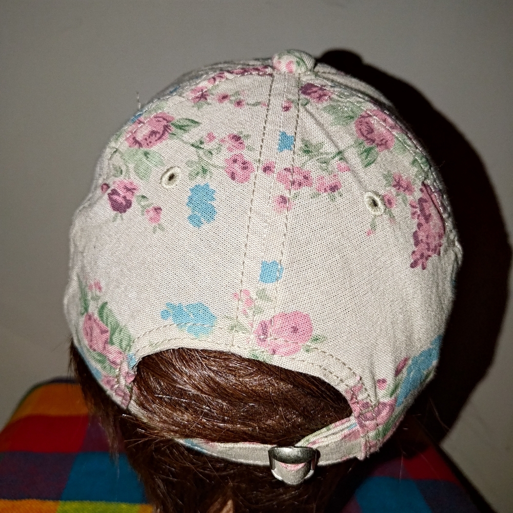 American Eagle Outfitters Floral Embroidered Eagle Logo Strapback Cap Hat View 6